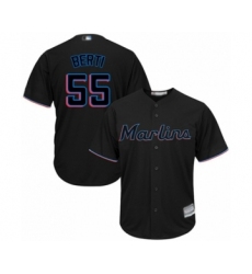 Youth Miami Marlins #55 Jon Berti Authentic Black Alternate 2 Cool Base Baseball Player Jersey