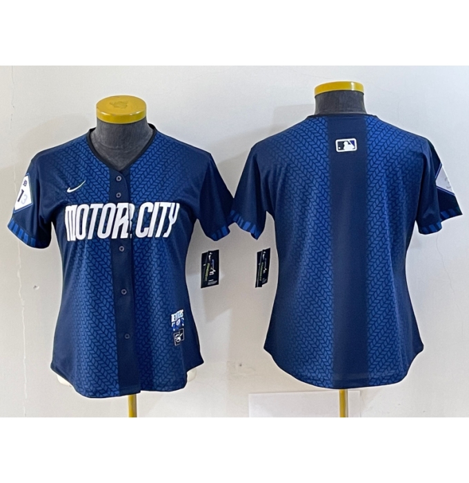 Youth Detroit Tigers Blank 2024 Navy City Connect Cool Base Limited Stitched Jersey