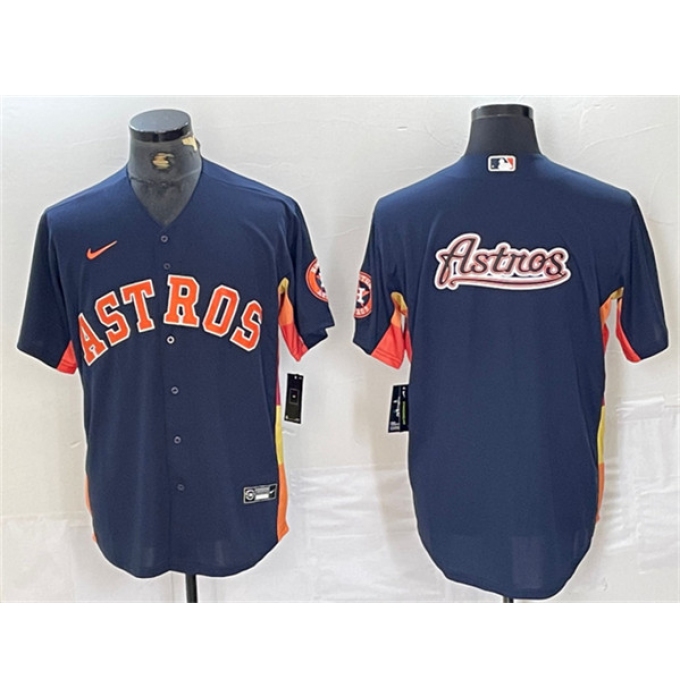 Men's Houston Astros Navy Team Big Logo With Cool Base Stitched Baseball Jerseys
