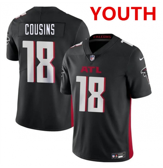 Youth Atlanta Falcons #18 Kirk Cousins Black Vapor Untouchable Limited Stitched Jerseys