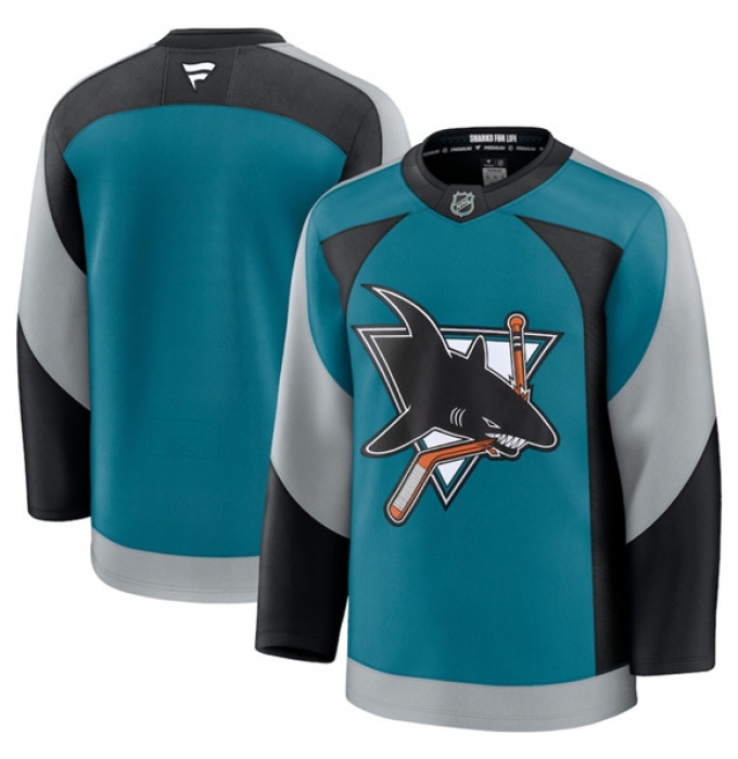 Men's San Jose Sharks Blank Teal 2025 Alternate Stitched Hockey Jersey