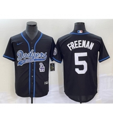 Men's Los Angeles Dodgers #5 Freddie Freeman Black Cool Base Stitched Baseball Jersey