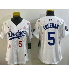 Women's Los Angeles Dodgers #5 Freddie Freeman White 2025 Tokyo Series Limited Jersey