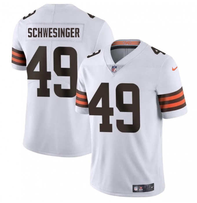 Men's Cleveland Browns #49 Carson Schwesinger White 2025 Vapor Limited Football Stitched Jersey