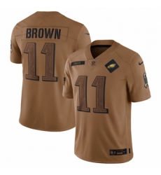 Men's Philadelphia Eagles #11 A.J. Brown Nike Brown 2023 Salute To Service Limited Jersey
