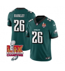 Men's Philadelphia Eagles #26 Saquon Barkley Green 2025 Eagles Logo Super Bowl LIX New F.U.S.E. Vapor Untouchable Limited Football Stitched Jersey