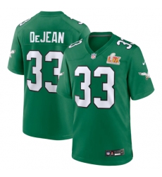 Men's Philadelphia Eagles #33 Cooper DeJean Nike Kelly Green Super Bowl LIX 2nd Alternate Game Jersey