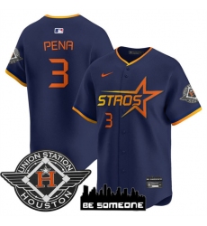 Men's Houston Astros #3 Jeremy Pena Navy 2025 City Connect Limited Stitched Baseball Jersey