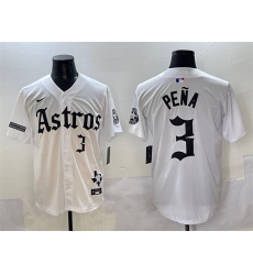 Men's Houston Astros #3 Jeremy Pena White Gothic 'Houston Born Barrio Raised' Limited Stitched Baseball Jersey