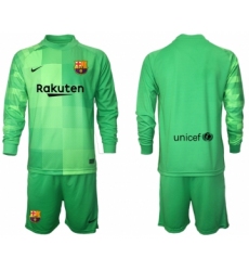 Men 2021-2022 Club Barcelona green goalkeeper Long Sleeve blank Soccer Jersey