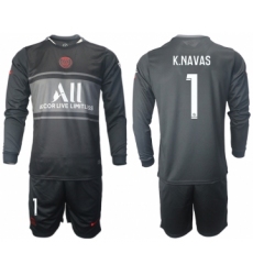Men 2021-2022 Club Paris St German Second away black Long Sleeve 1 Soccer Jersey