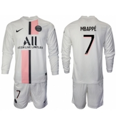 Men 2021-2022 Club Paris St German away white Long Sleeve 7 Soccer Jersey