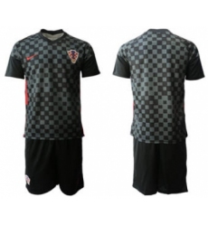 Men's Croatia Custom Euro 2021 Soccer Black Jersey and Shorts