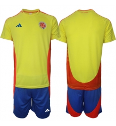 Men's Colombia Custom Yellow Red 2024-25 Home Soccer Jersey Suit