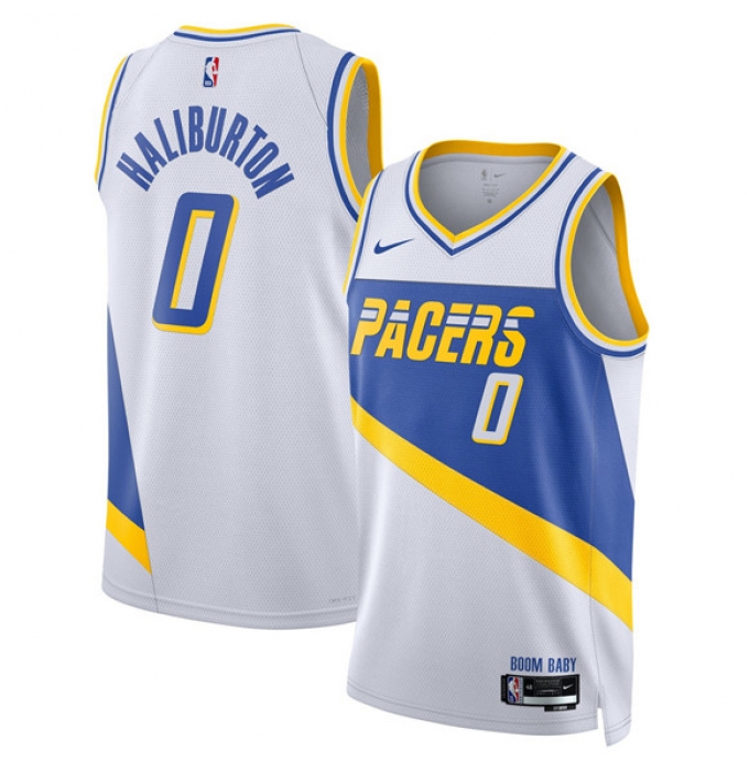 Men's Indiana Pacers #0 Tyrese Haliburton White 2025-26 City Edition Stitched Basketball Jersey