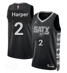 Men's San Antonio Spurs #2 Dylan Harper Gray Black Statement Edition Stitched Basketball Jersey