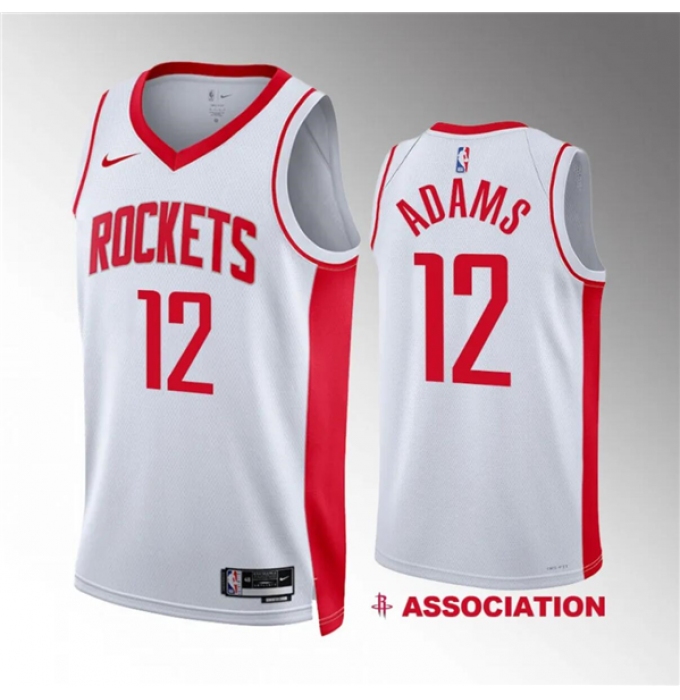 Men's Houston Rockets #12 Steven Adams White Association Edition Stitched Jersey