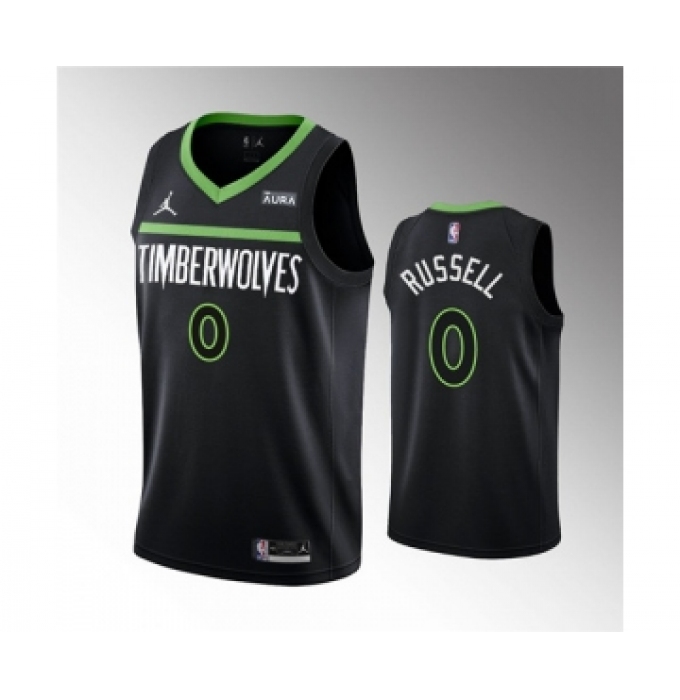 Men's Minnesota Timberwolves #0 D'Angelo Russell Black Statement Edition Stitched Jersey