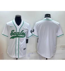 Men's Philadelphia Eagles Blank White With Patch Cool Base Stitched Baseball Jersey