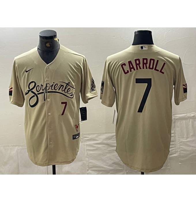 Men's Arizona Diamondbacks #7 Corbin Carroll Number 2021 Gold City Connect Cool Base Stitched Jerseys
