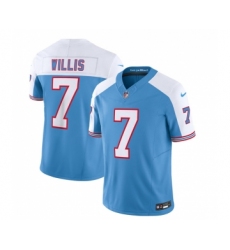 Men's Nike Tennessee Titans #7 Malik Willis Blue White 2023 F.U.S.E. Vapor Limited Throwback Football Stitched Jersey