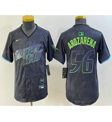 Youth Tampa Bay Rays #56 Randy Arozarena Charcoal 2024 City Connect Limited Stitched Jersey