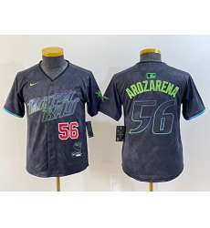 Youth Tampa Bay Rays #56 Randy Arozarena Number Charcoal 2024 City Connect Limited Stitched Jerseys