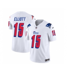 Men's Nike New England Patriots #15 Ezekiel Elliott White 2023 F.U.S.E. Vapor Limited Football Stitched Jersey