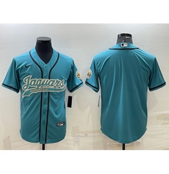 Men's Nike Jacksonville Jaguars Blank Teal Cool Base Stitched Baseball Jersey
