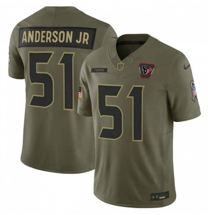 Men's Houston Texans #51 Will Anderson Jr. Olive 2025 F.U.S.E. Salute to Service Limited Football Stitched Jersey