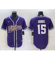 Men's Minnesota Vikings #15 Josh Dobbs Purple Cool Base Stitched Baseball Jersey