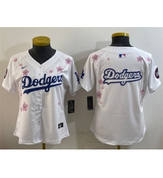 Women's Los Angeles Dodgers Team Big Logo White 2025 Tokyo Series Limited Stitched Baseball Jersey(Run Small)