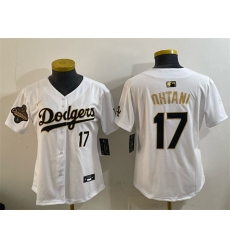 Youth Los Angeles Dodgers #17 Shohei Ohtani White Gold 2025 World Series Champions Limited Stitched Baseball Jersey