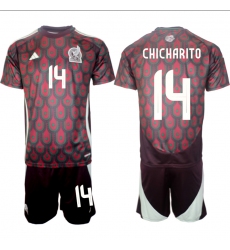 Kid Mexico #14 Chicharito Green 2024 Home Soccer Jersey
