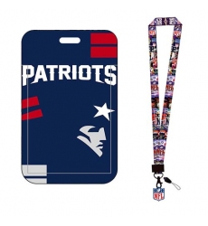New England Patriots  ID Stickers Badge Holder with Lanyard, Hard Plastic Key Card Work Badge Sleeve for Office, School, Factory, ID Credit Cards, Proximit