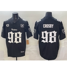 Men's Las Vegas Raiders #98 Maxx Crosby Black F.U.S.E. Gothic Sin City Shadows Edition With 65th Anniversary 3-Star C Vapor Untouchable Limited Stitched Fo