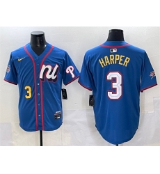Men's National League #3 Bryce Harper Blue 2025 All-Star Edition Limited Stitched Baseball Jersey