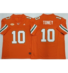 Men's Miami Hurricanes #10 Malachi Toney Orange F.U.S.E. 2026Stitched Football Jersey