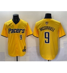 Men's Indiana Pacers #9 T.J. McConnell Yellow 2025 Finals Vapor Stitched Baseball Jersey