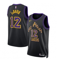 Men's Los Angeles Lakers #12 Jake LaRavia Black 2025-26 City Edition Stitched Basketball Jersey