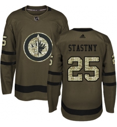 Youth Adidas Winnipeg Jets #25 Paul Stastny Authentic Green Salute to Service NHL Jersey