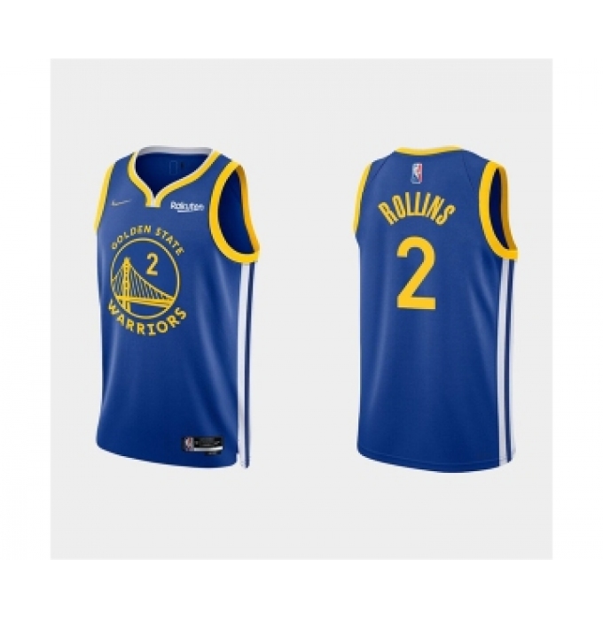 Mens Golden State Warriors #2 Ryan Rollins 2022 Royal Stitched Basketball Jersey
