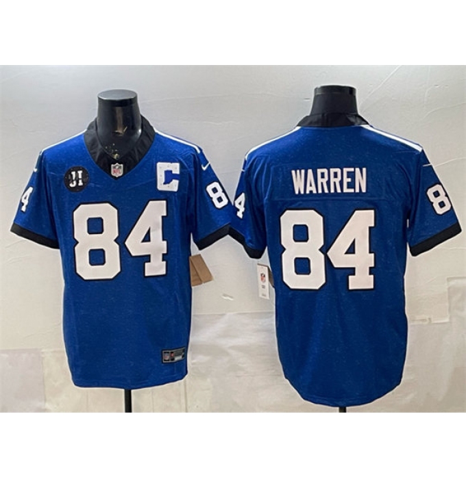 Men's Indianapolis Colts #84 Tyler Warren Blue 2025 F.U.S.E. Jim Irsay Throwback Vapor Limited Football Stitched Jersey