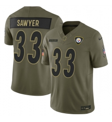 Men's Pittsburgh Steelers #33 Jack Sawyer Olive 2025 F.U.S.E. Salute to Service Limited Football Stitched Jersey