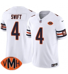 Men's Chicago Bears #4 D'Andre Swift White 2025 F.U.S.E. With Illinois and VMH Vapor Untouchable Limited Football Stitched Jersey