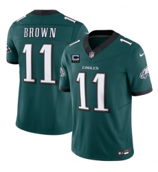 Men's Philadelphia Eagles #11 A.J. Brown Green 2025 F.U.S.E. With 3-Star C Vapor Untouchable Limited Football Stitched Jersey