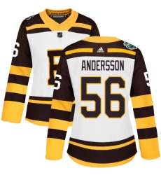 Women's Adidas Boston Bruins #56 Axel Andersson Authentic White 2019 Winter Classic NHL Jersey