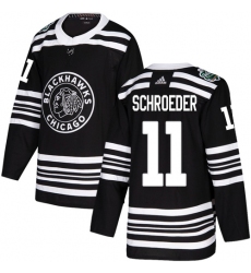 Men's Adidas Chicago Blackhawks #11 Jordan Schroeder Authentic Black 2019 Winter Classic NHL Jersey