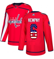 Men's Adidas Washington Capitals #6 Michal Kempny Authentic Red USA Flag Fashion NHL Jersey
