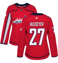 Women's Adidas Washington Capitals #27 Alexander Alexeyev Authentic Red Home NHL Jersey